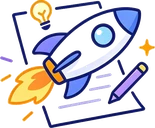一起创一创 Logo：火箭与铅笔创意插画